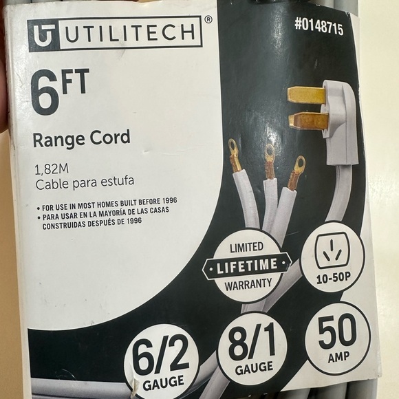 RANGE POWER CORD Utilitech Electric 6Ft Gray Range Cord - Picture 6 of 6